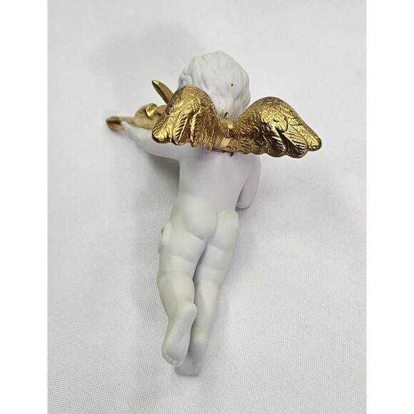 THE HERALDING ANGELS Bisque Porcelain Ornament Angel With A Violin Franklin Mint - Picture 3 of 3